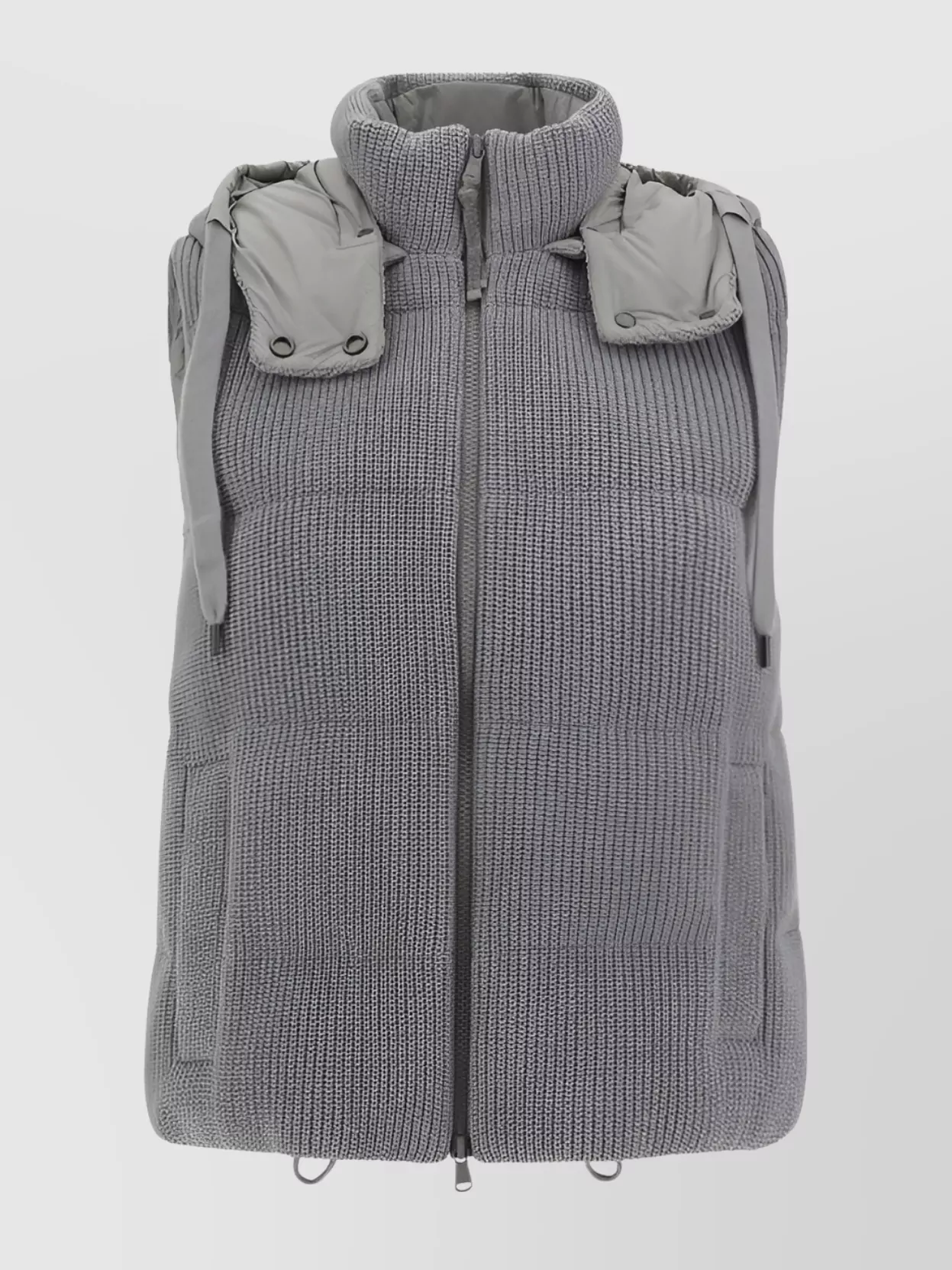 Brunello Cucinelli Quilted Cotton Vest Hood In Gray