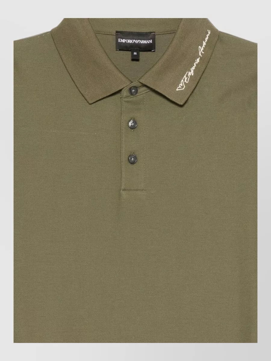 Emporio Armani cotton piqué logo-embroidered polo shirt