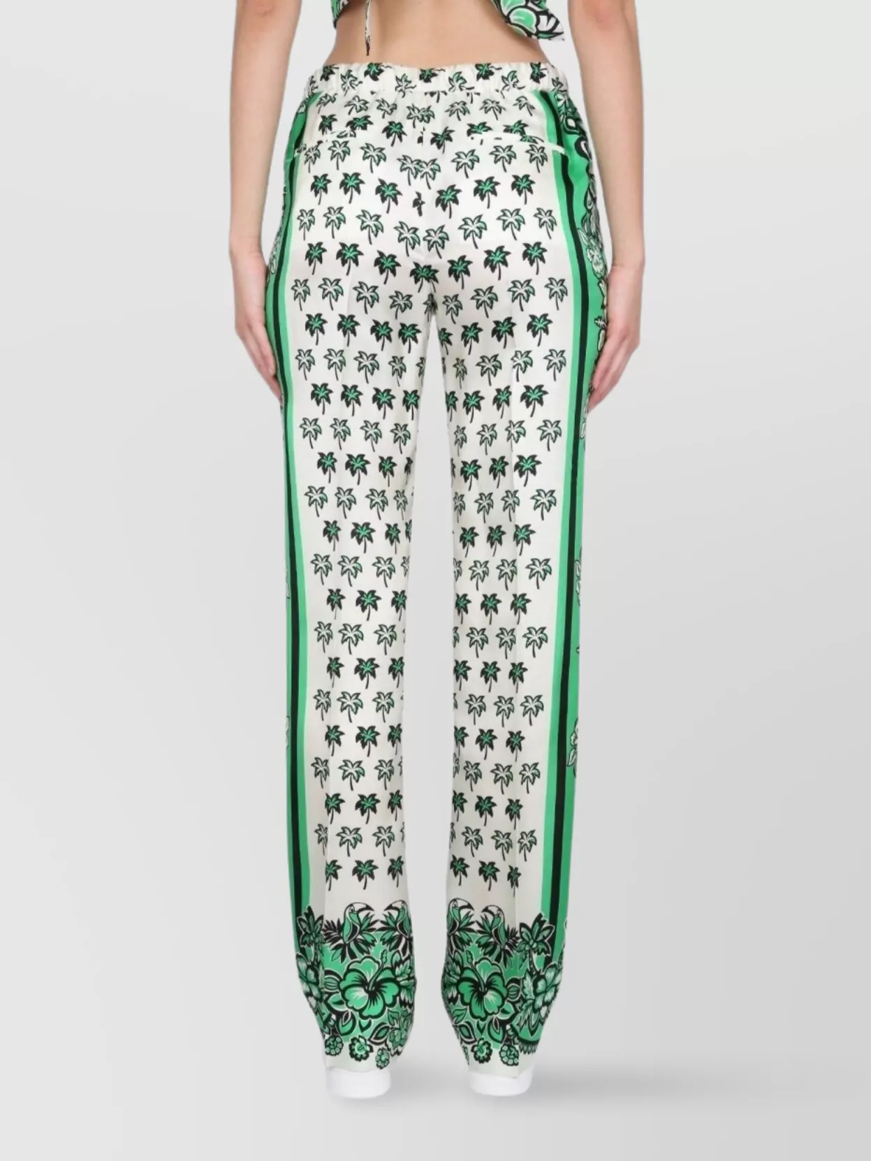 Red Valentino Floral Print Bandana Pants With Elastic Waistband