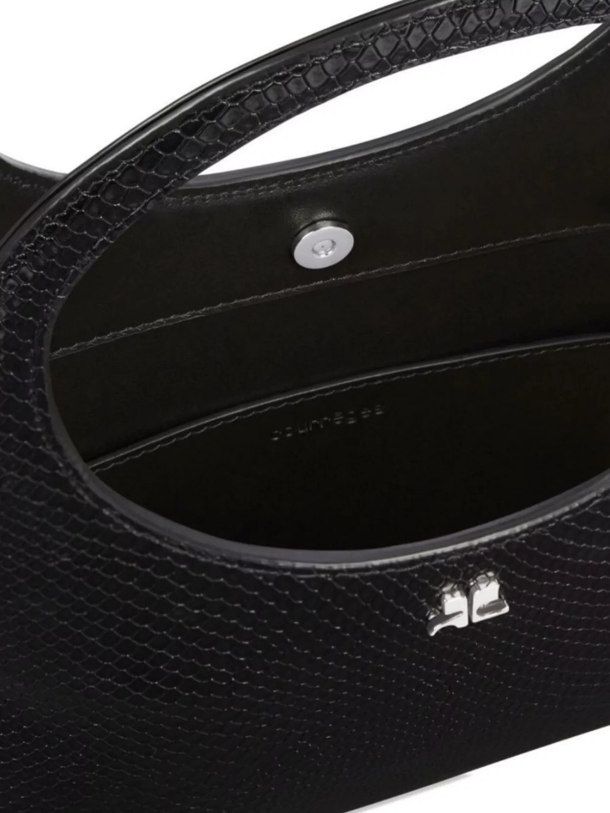 Courrèges Adjustable Strap Buckle Circular Handle Textured Finish