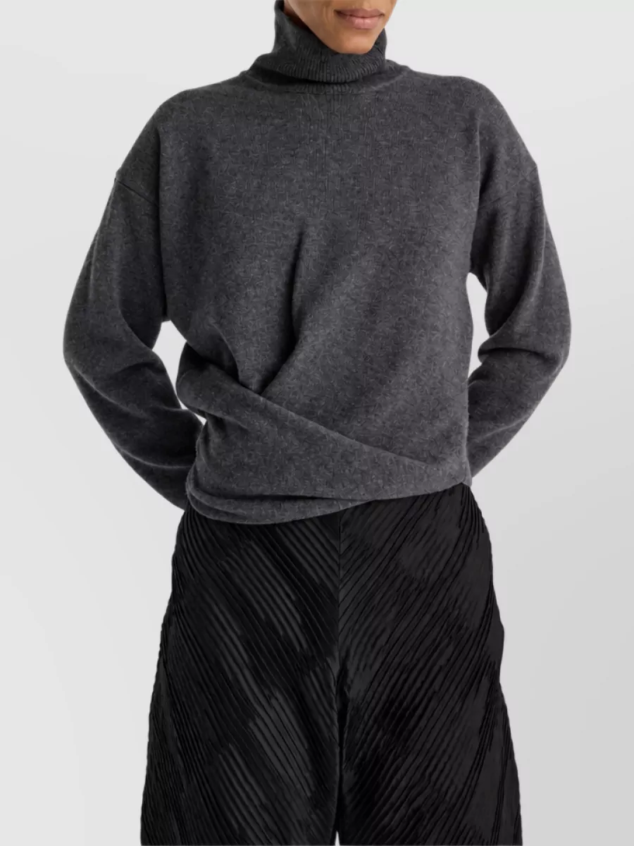 Róhe Cashmere Merino Wool Draped Knotted Turtleneck Sweater