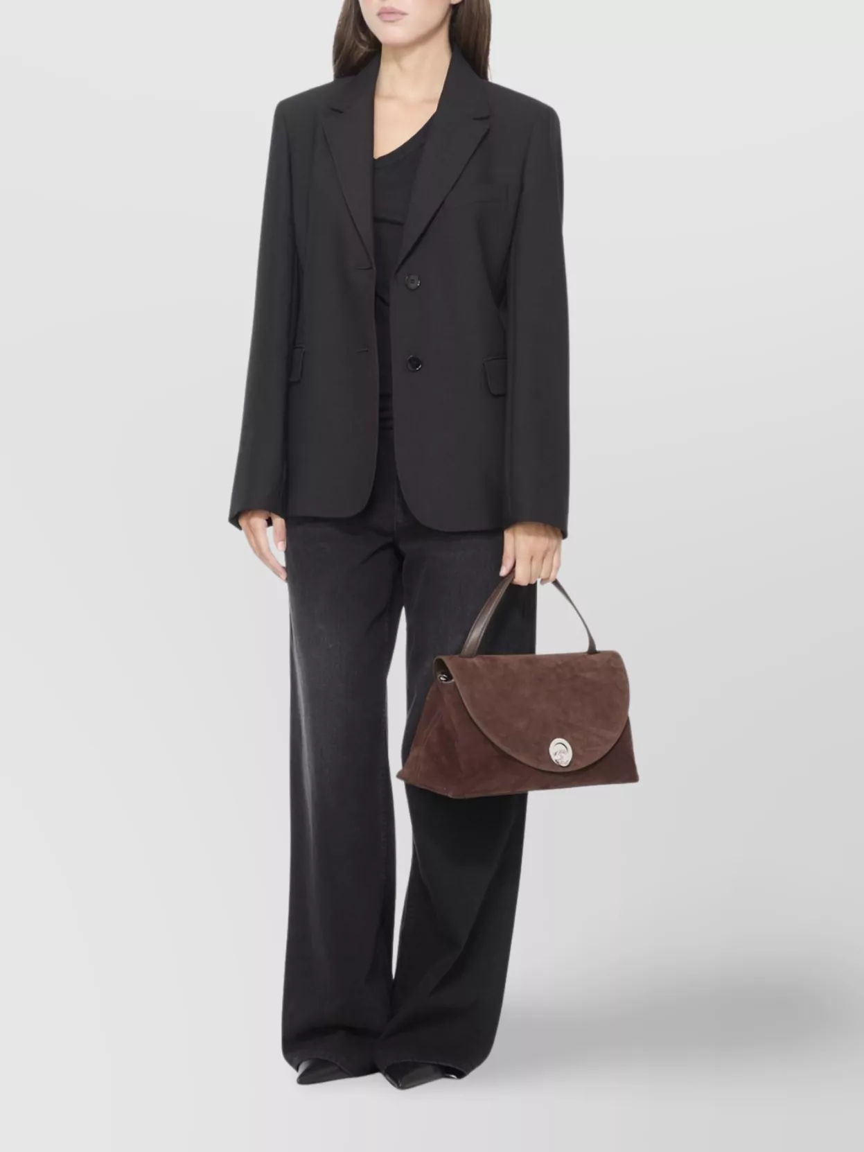 Coccinelle Suede Leather Shoulder Bag With Top Handle