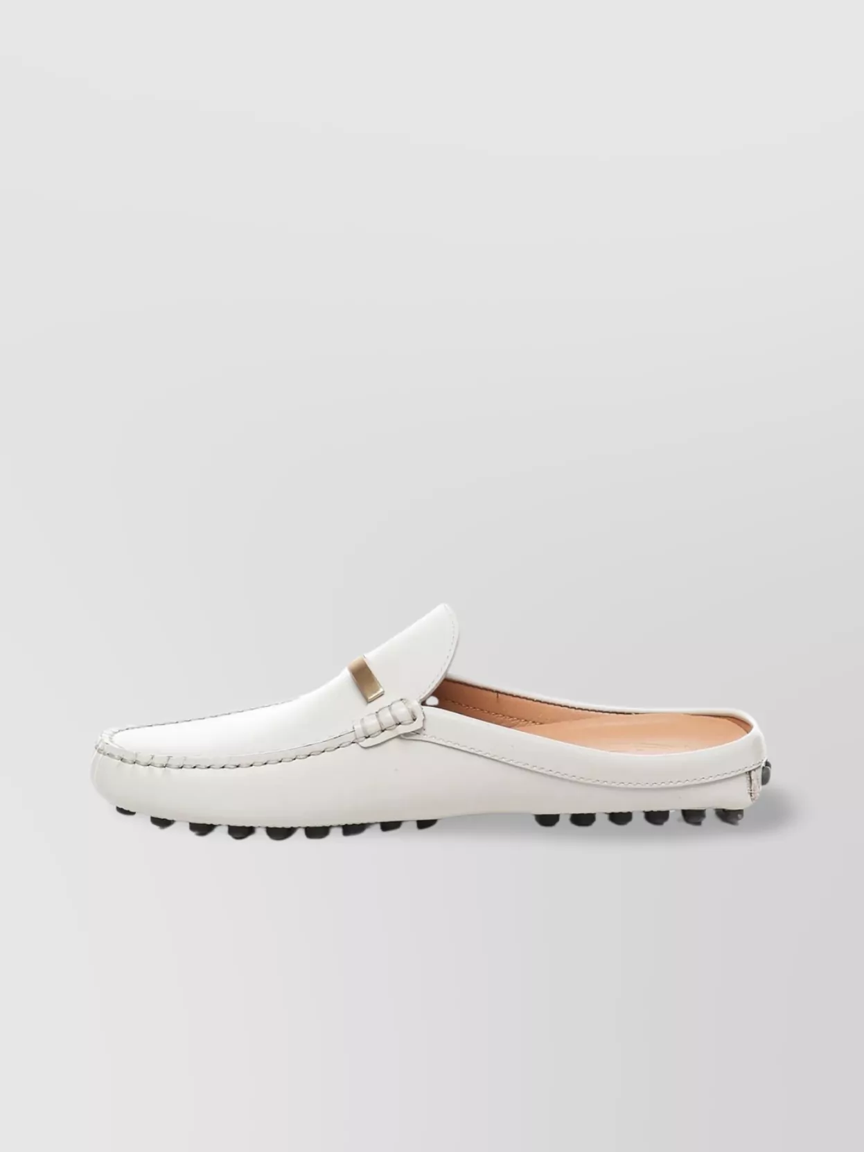 Tod's Grey Leather Mules Metal Accent