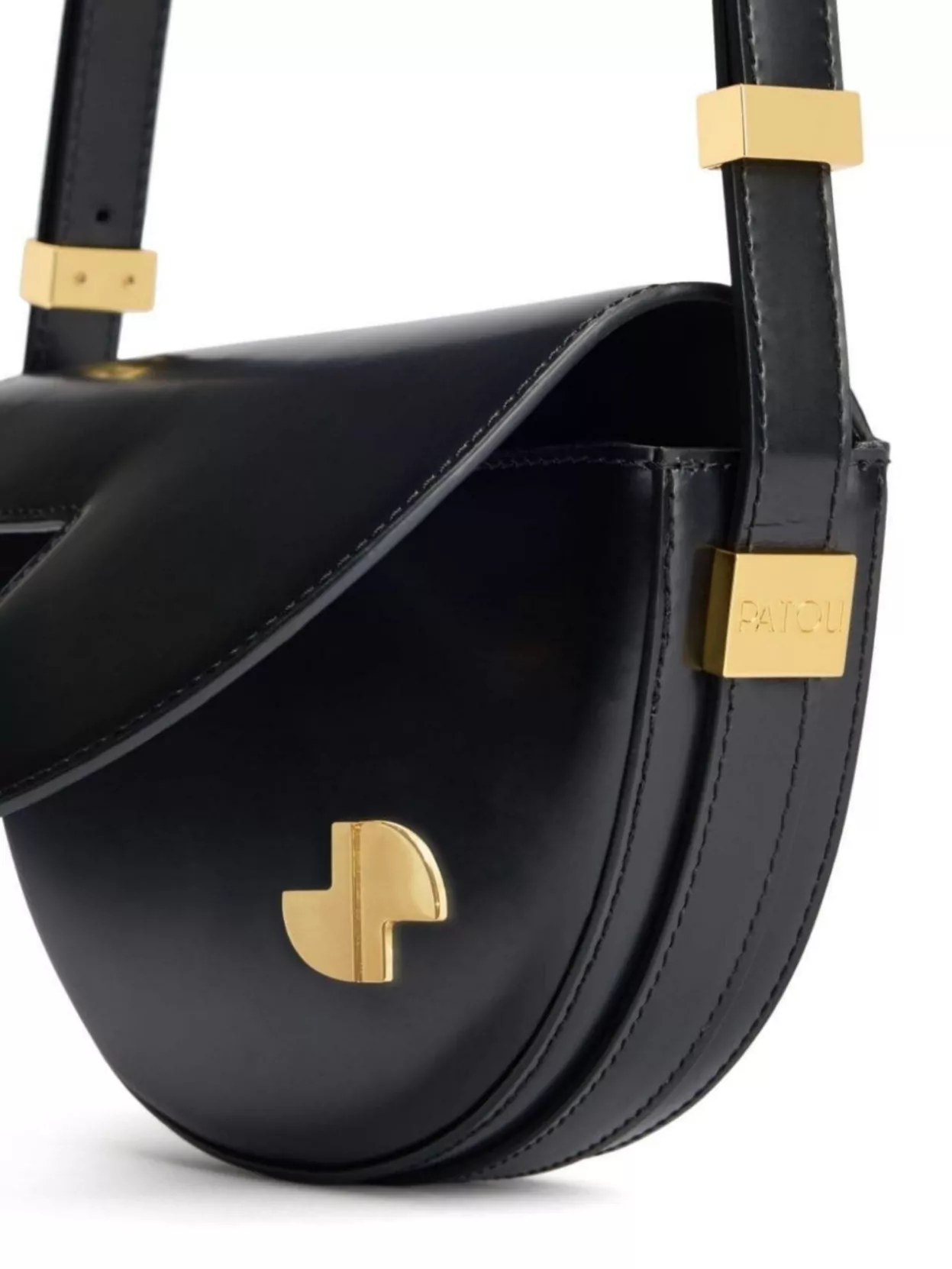 Patou Leather Shoulder Bag With Adjustable Strap