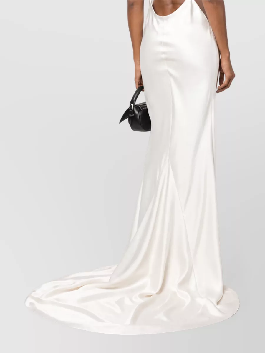 Maison Margiela Silk Sheer Panel Sleeveless Square Neck Maxi Dress