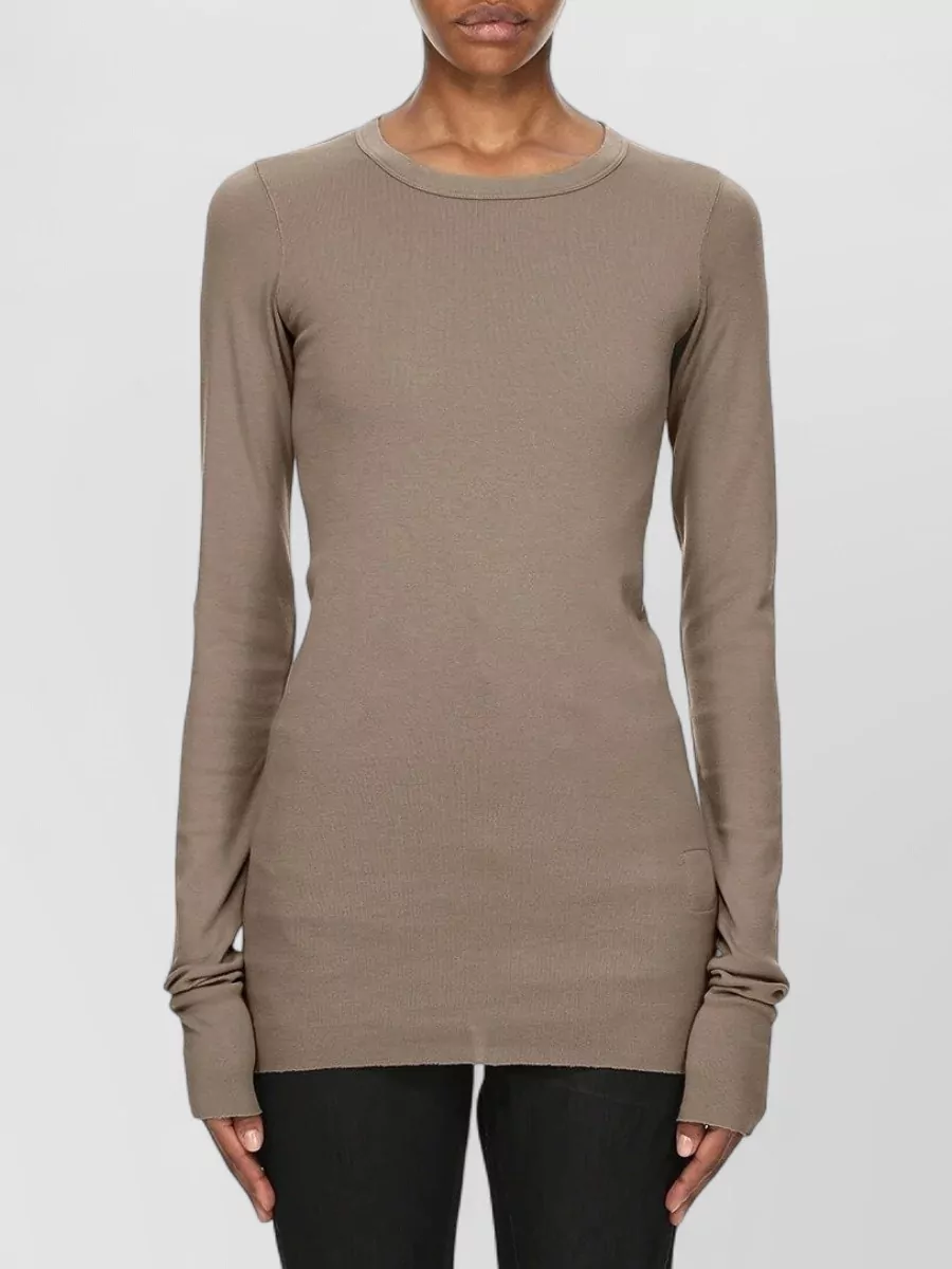 Rick Owens Drkshdw ribbed slim fit long sleeve cotton t shirt