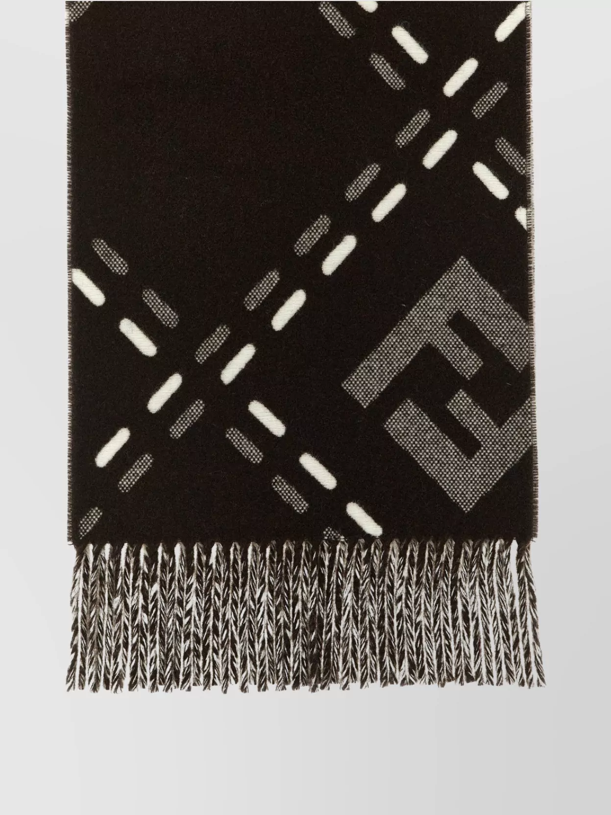 Fendi Rectangular Scarf Featuring Fringe Detail In Black