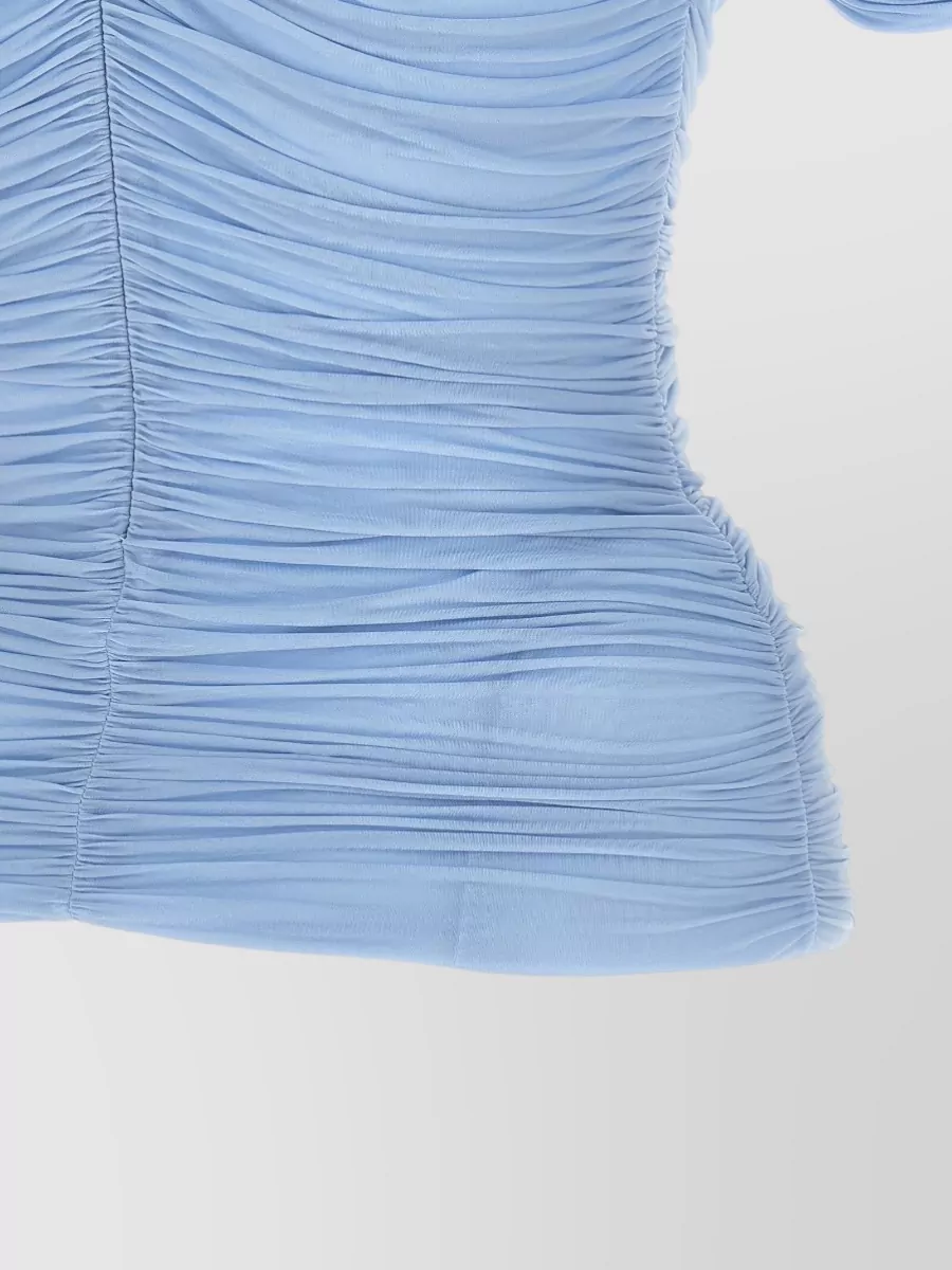 Magda Butrym Floral High Neck Ruched Short Sleeve Top