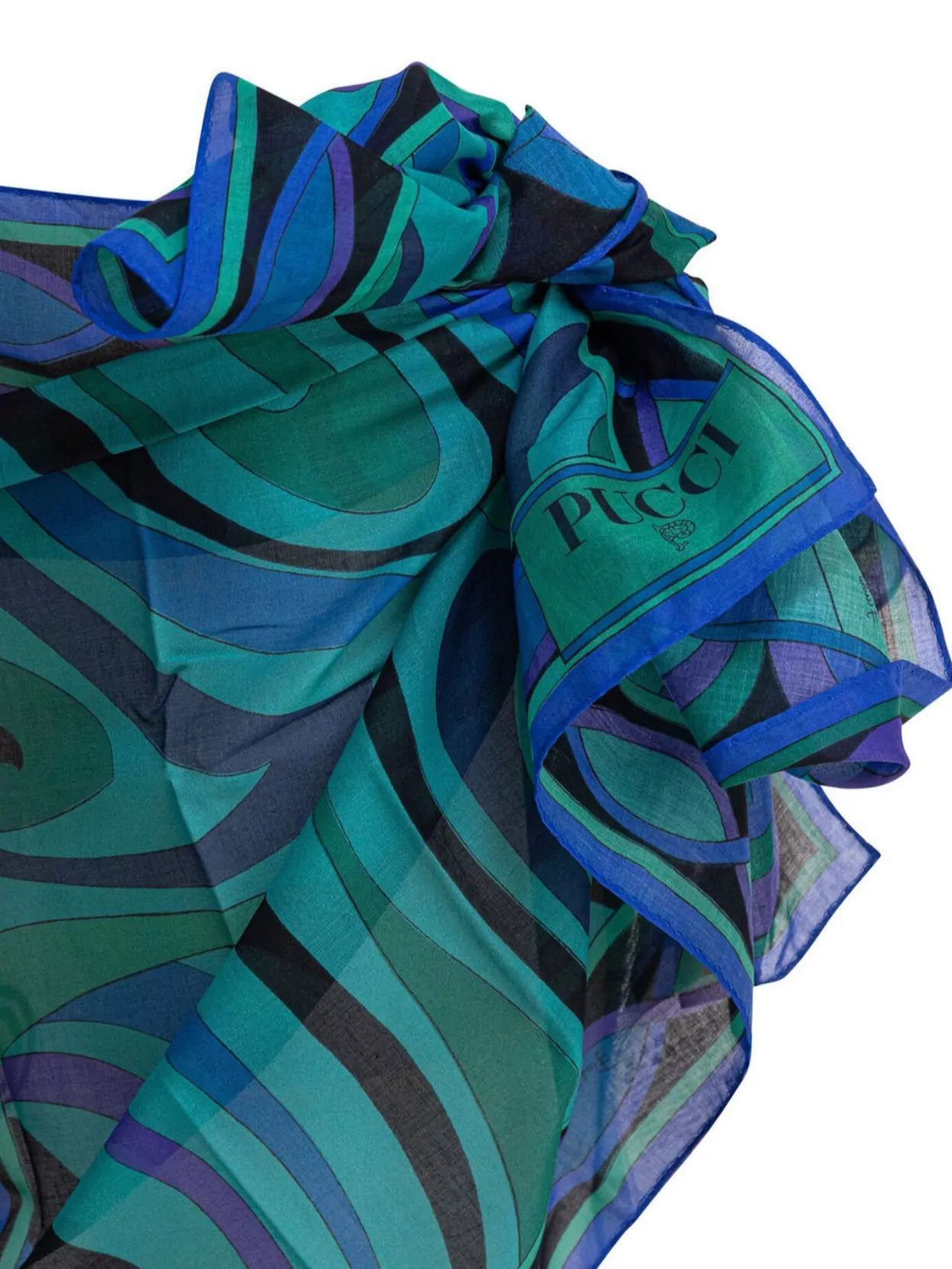 EMILIO PUCCI ABSTRACT PATTERN LIGHTWEIGHT SHEER TIE DETAIL
