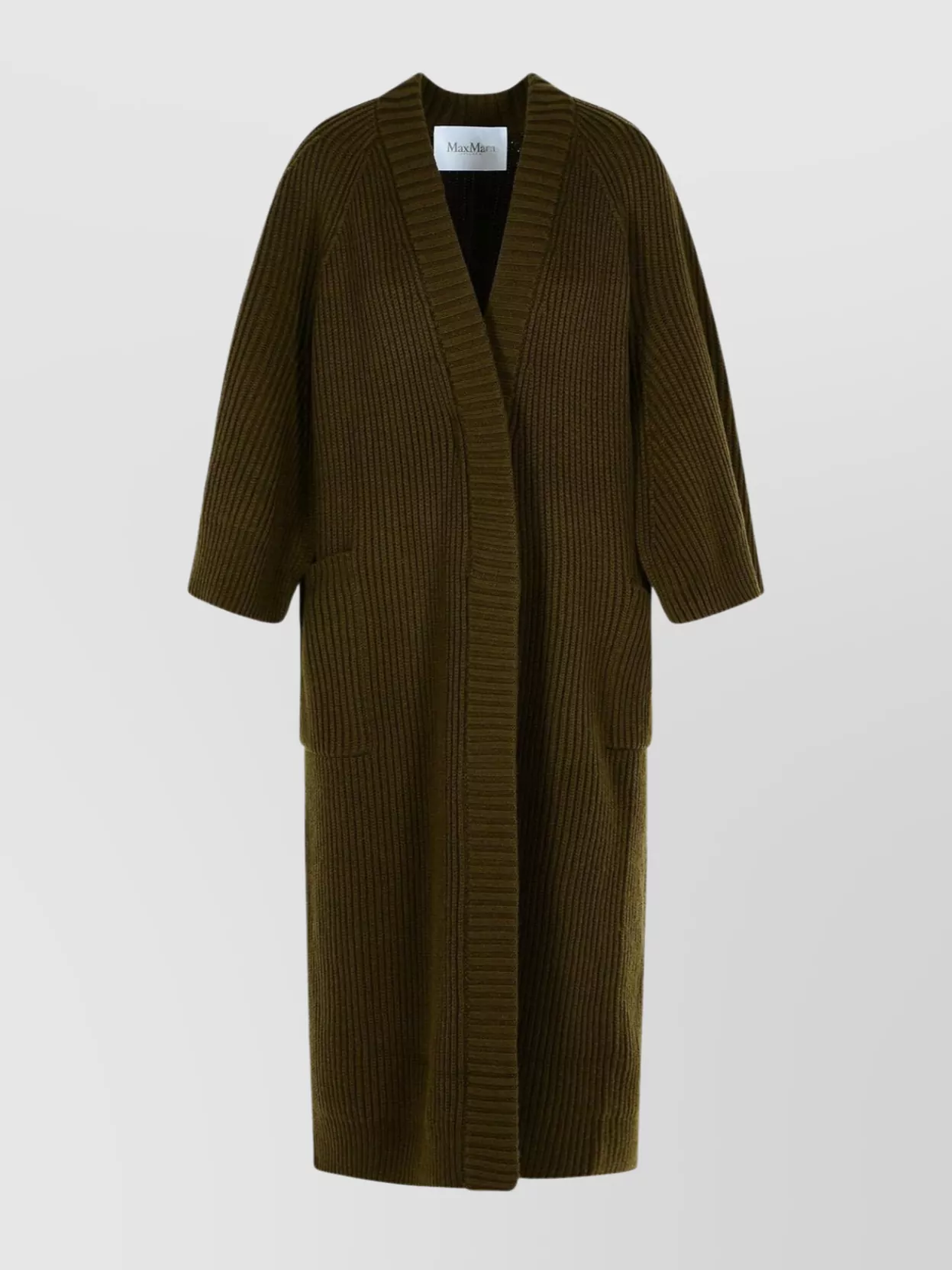 Max Mara Long Knit Cardigan Patch Pockets In Multi