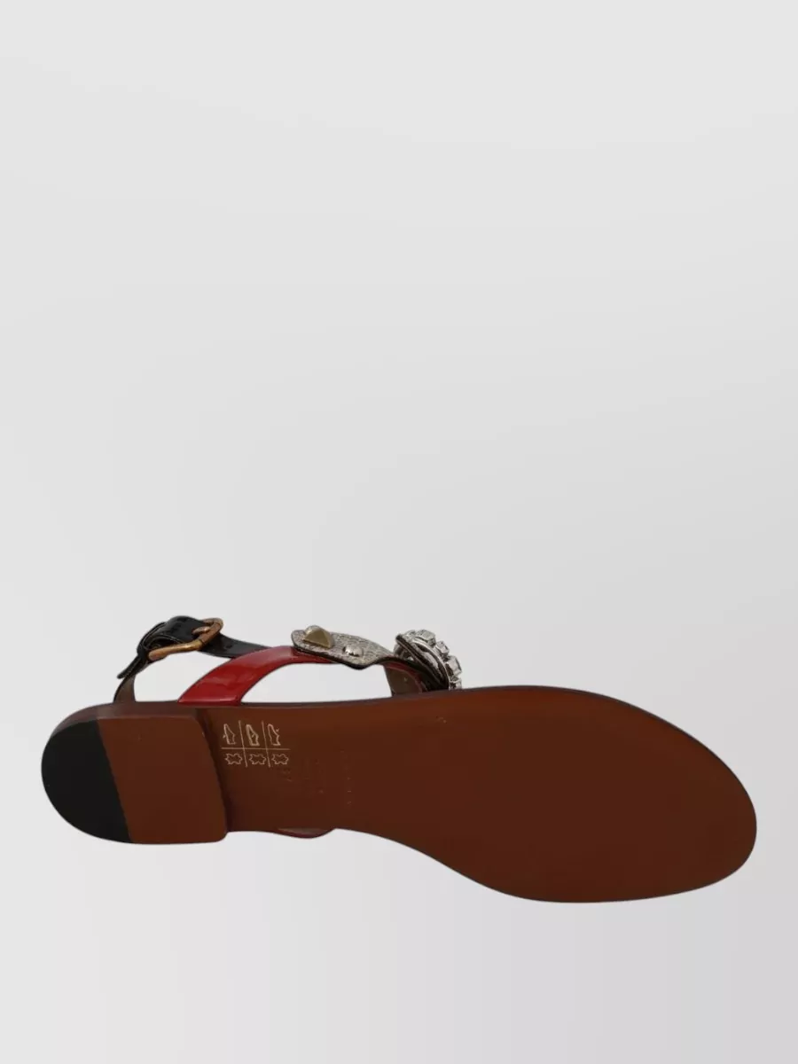 Dolce&Gabbana Leather Ayers Crystal-Embellished Sandals