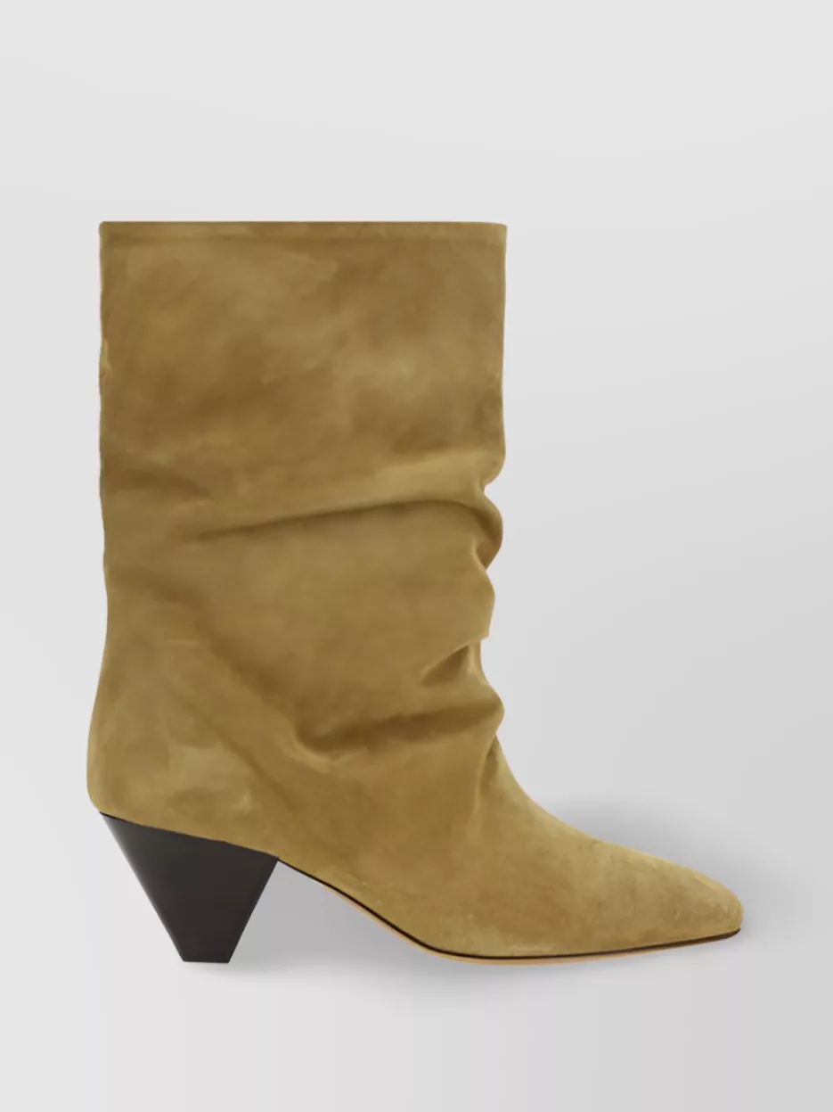 Shop Isabel Marant Slouchy Calfskin Cone Heel Boots