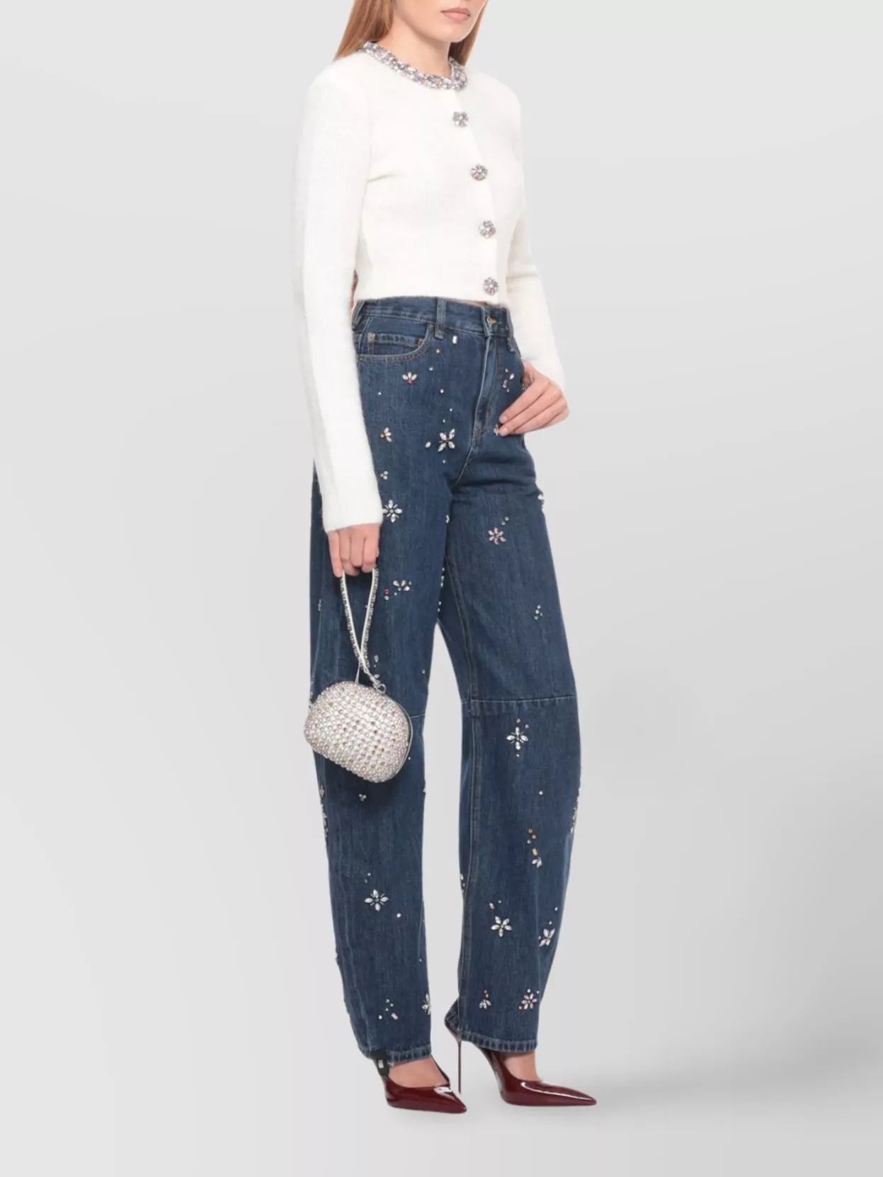 Self-Portrait Straight Cut Denim Trousers Featuring Pockets