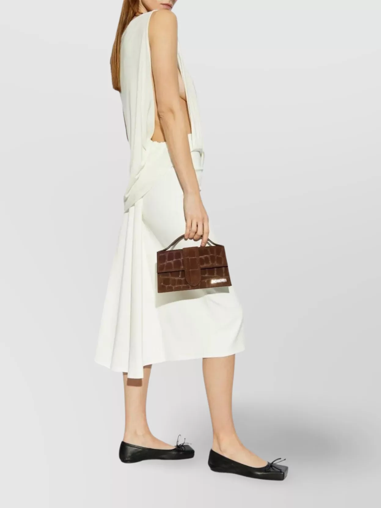 Jacquemus Le Haut Peplo White Top With Square Neck And Cut-out On The Side In Viscose Blend Woman In White