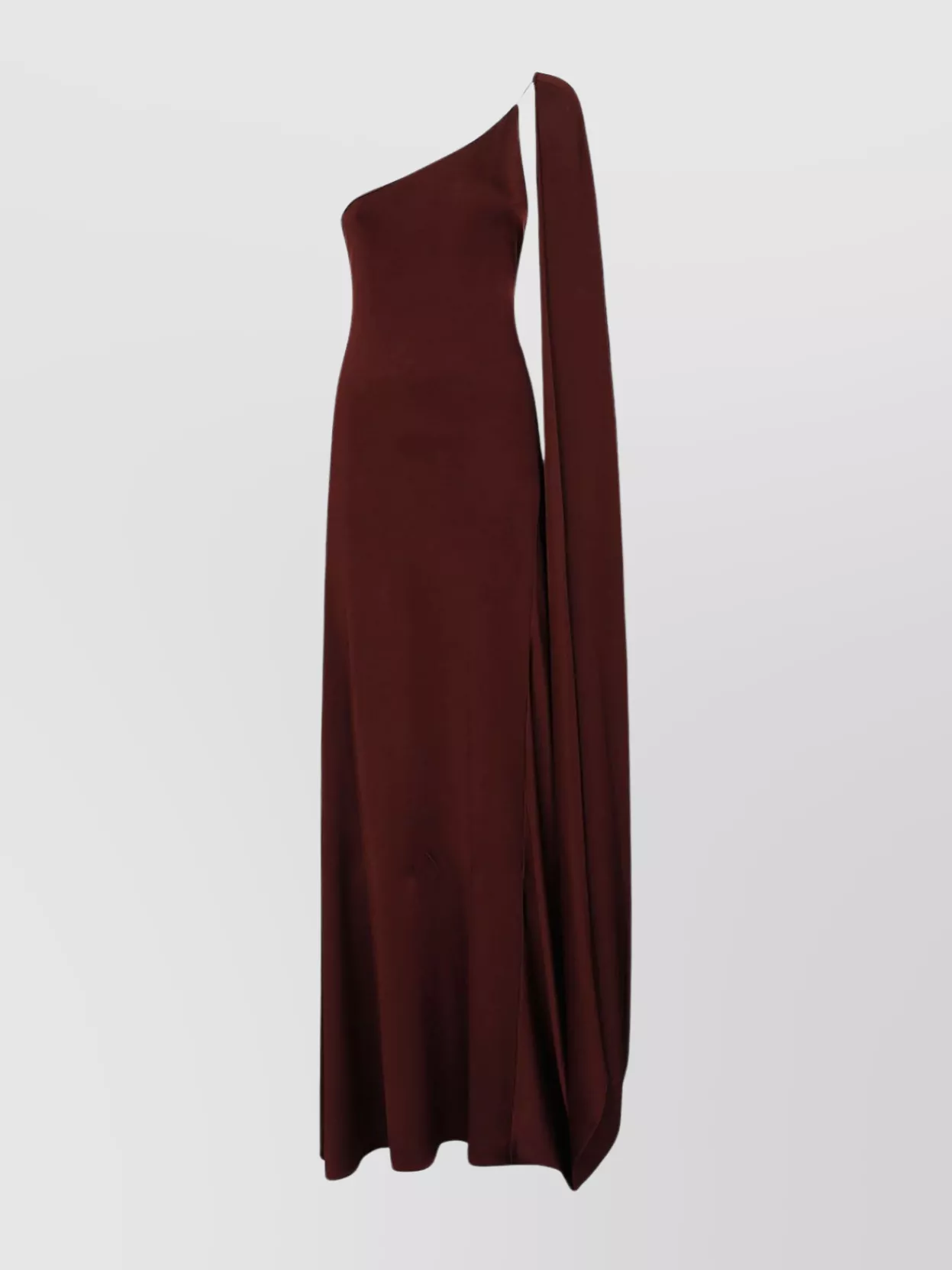 Shop Stella Mccartney Single Sleeve Draped Dress In Brown