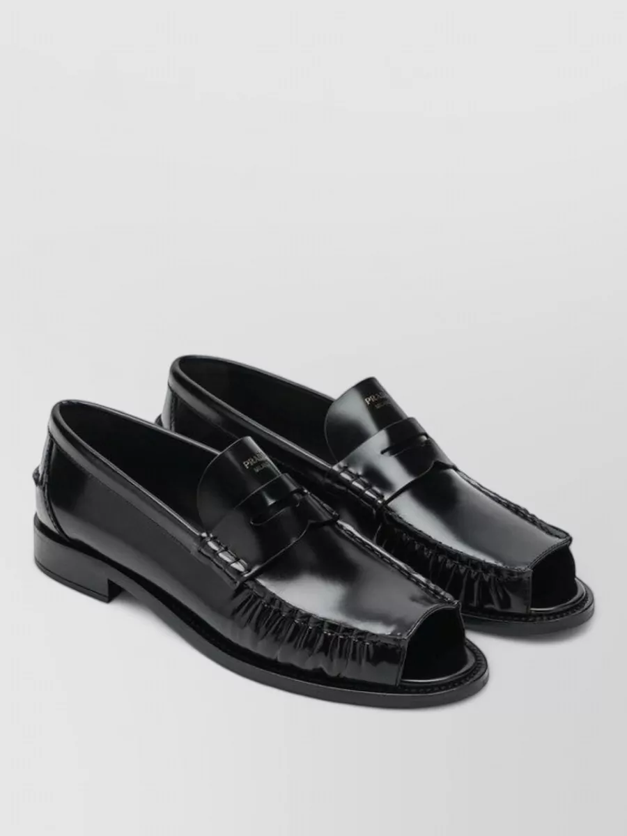 Prada leather peep-toe loafers