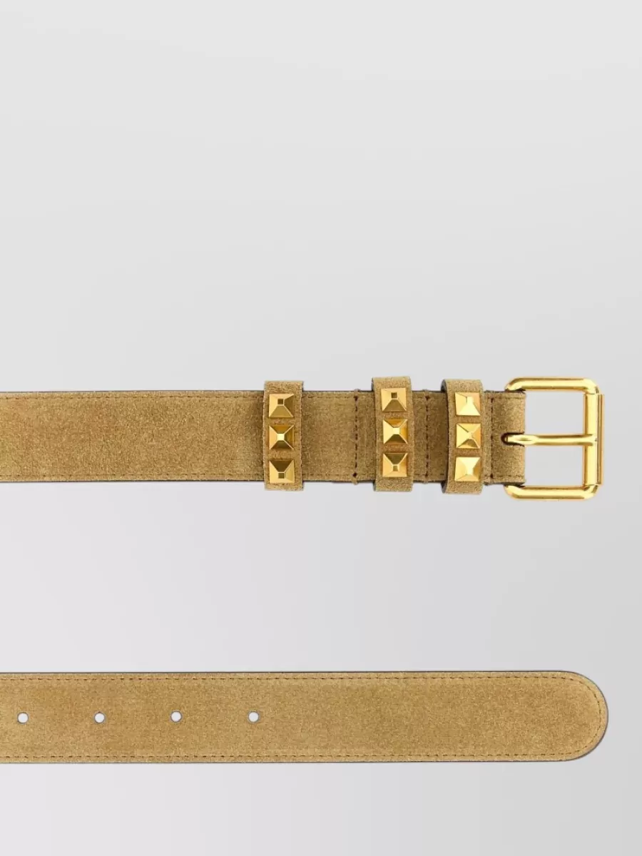 Valentino Garavani Suede Belt Featuring Refined Studded Design
