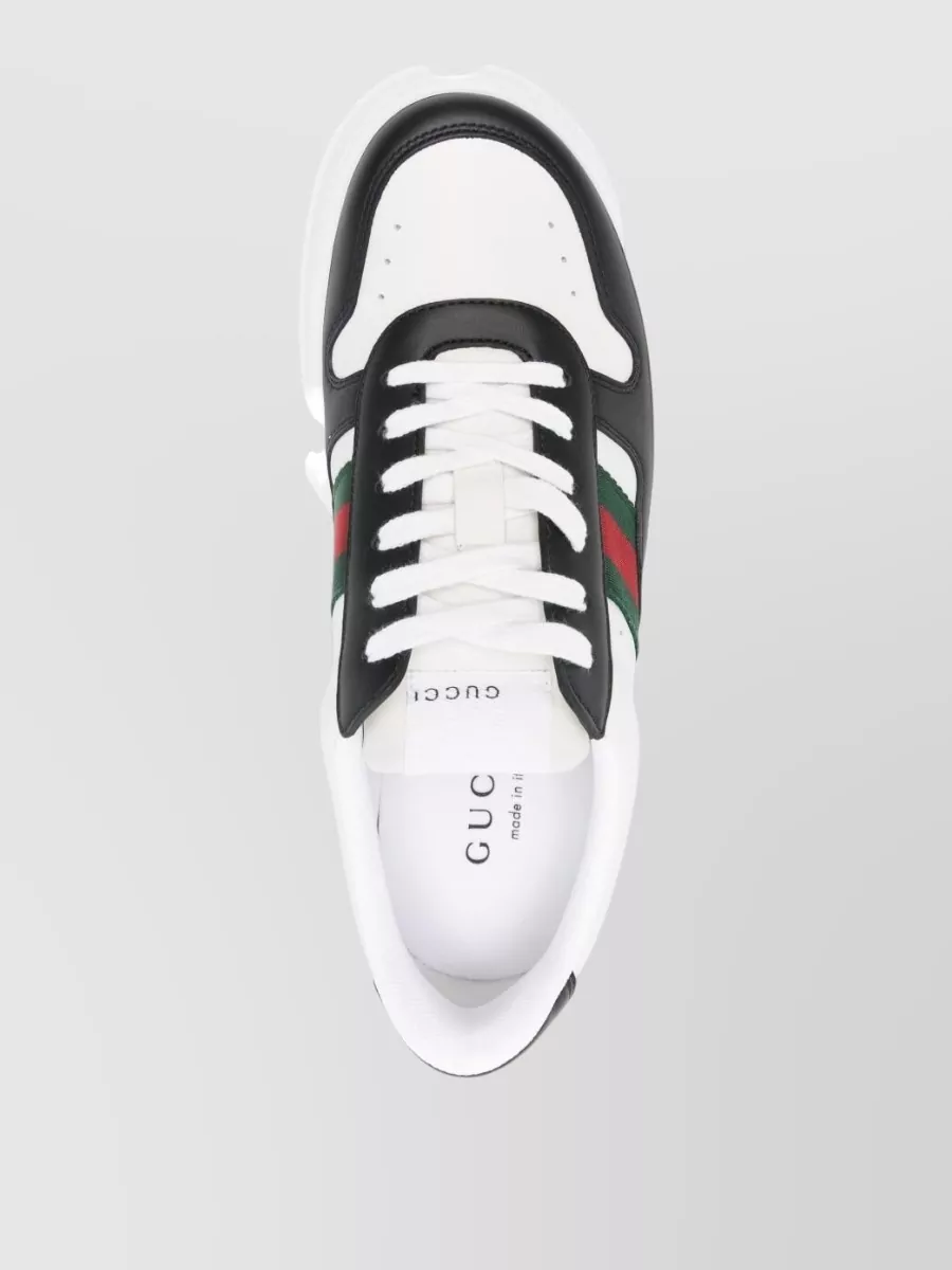Gucci Leather Low-Top Round Toe Sneakers