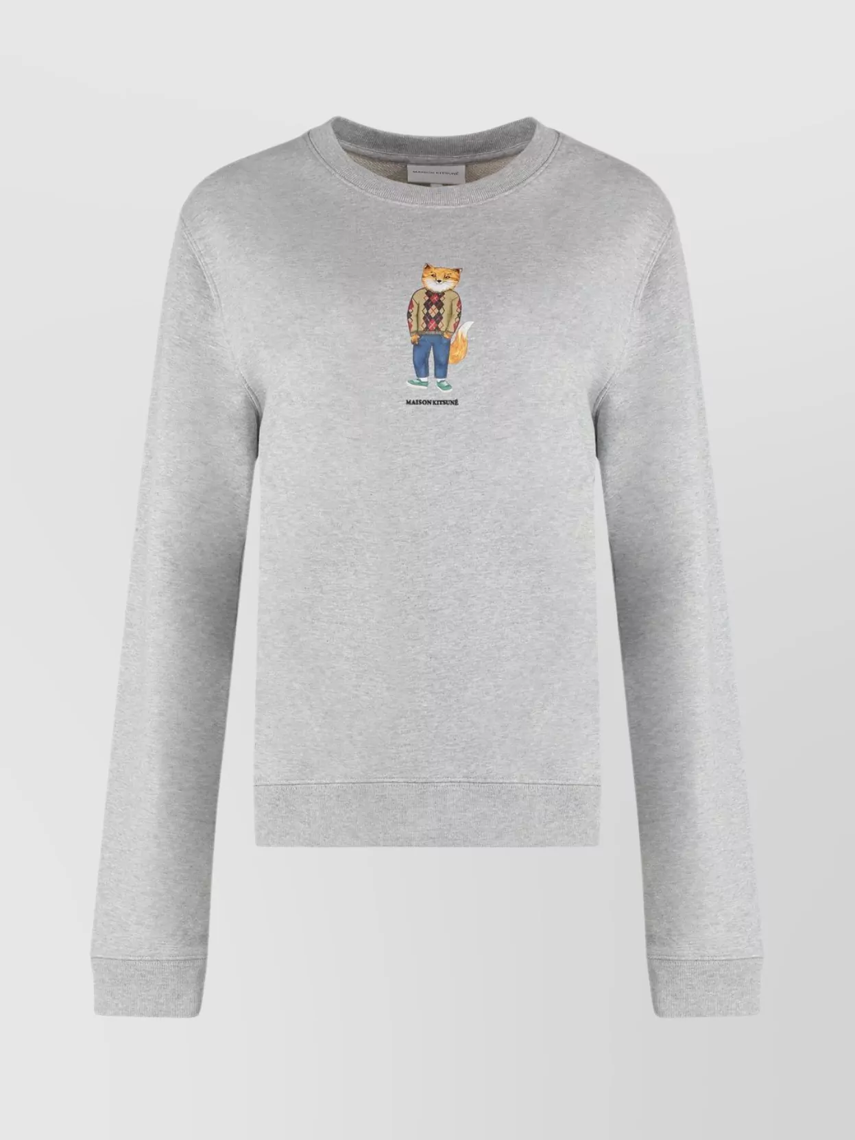 MAISON KITSUNÉ GRAPHIC PRINT CREW-NECK SWEATSHIRT WITH RIBBED EDGES