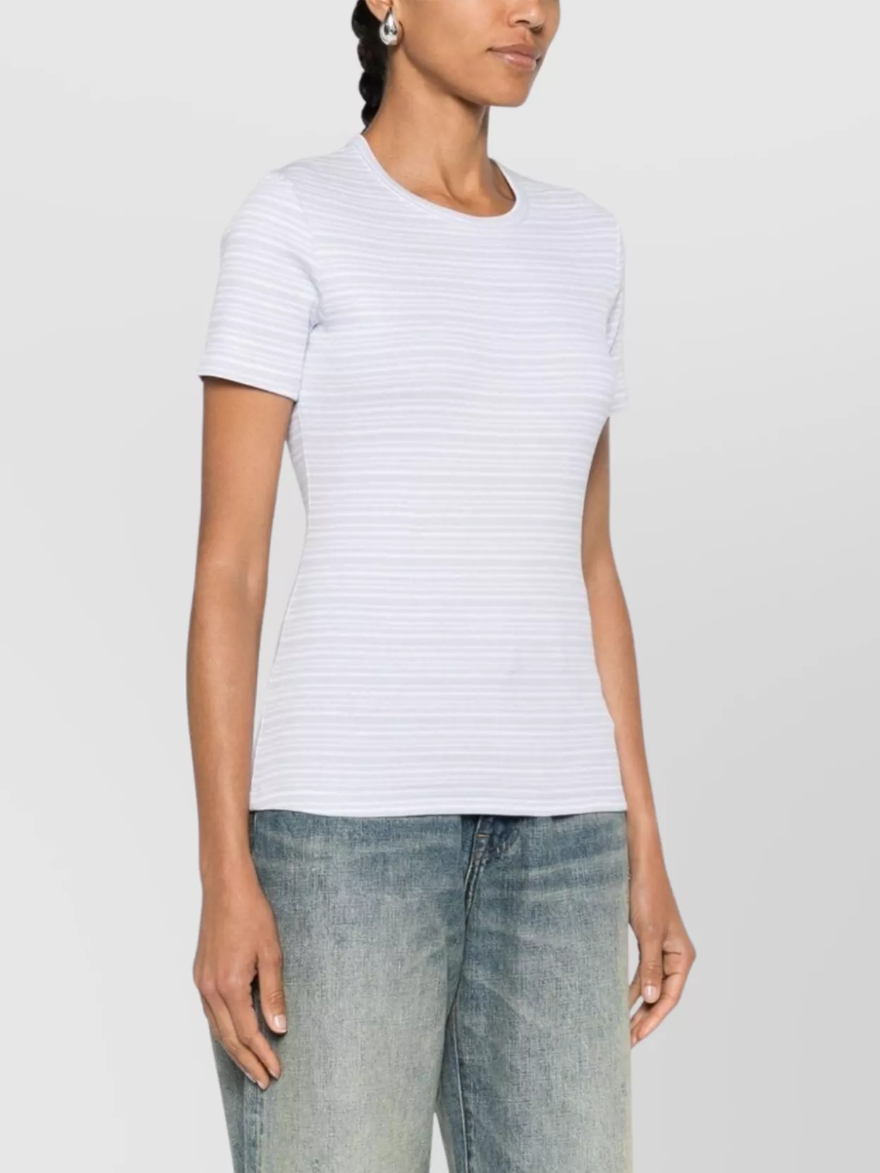 Filippa K T-Shirt Ribbed Cotton Horizontal Stripes