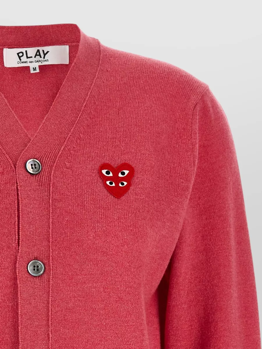 Comme Des Garçons Play Wool V-Neck Long-Sleeve Cardigan