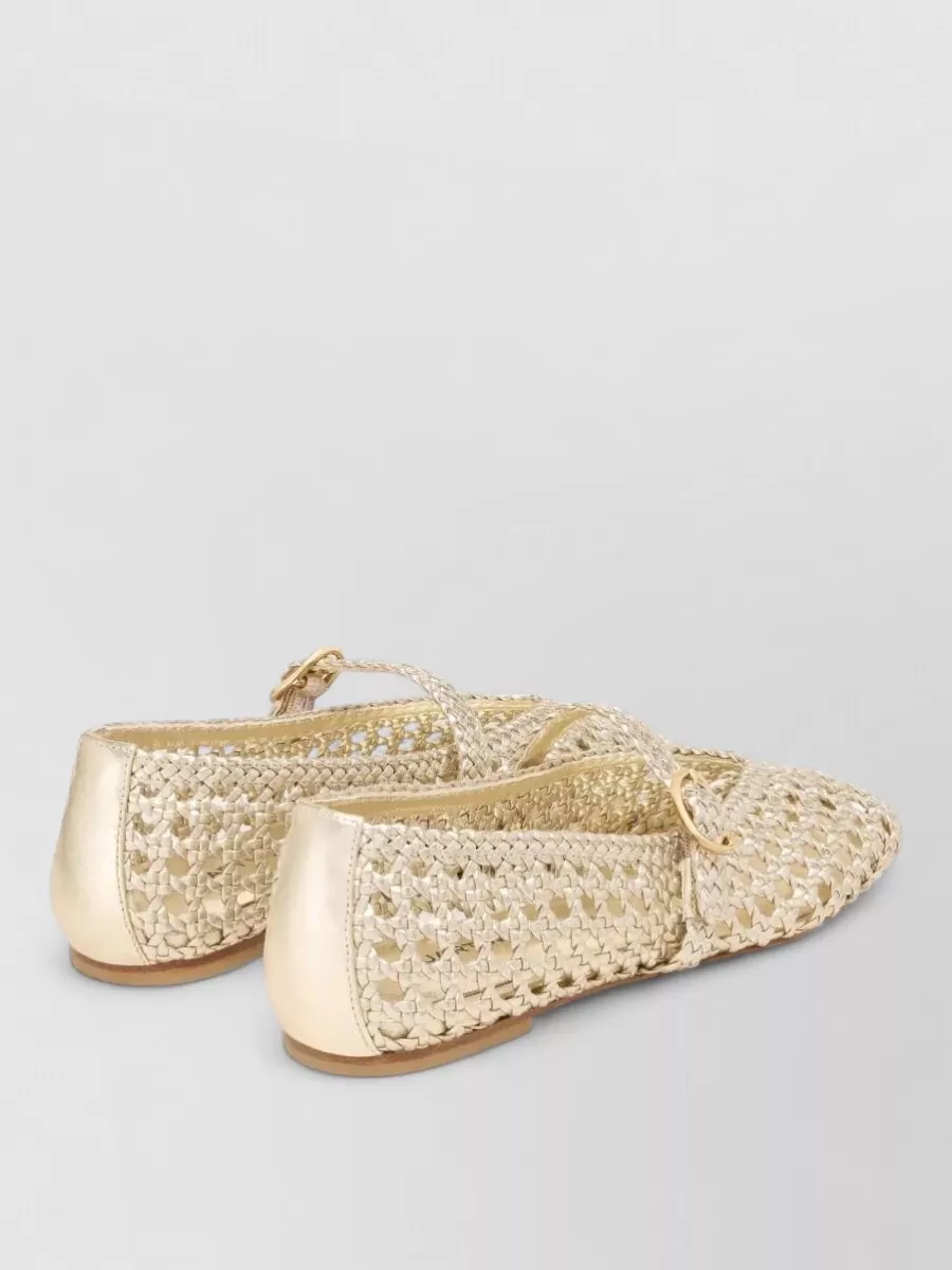 Stuart Weitzman Leather Woven Mary Jane Loafers