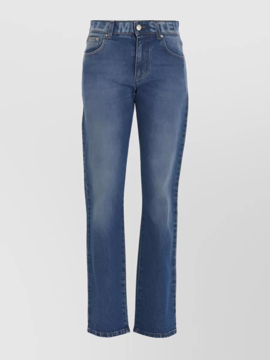 Shop Stella Mccartney Salt Logo High-waisted Jeans In Blue