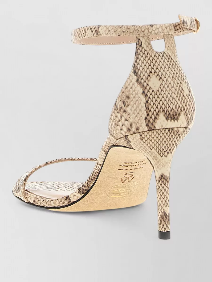 Stuart Weitzman Leather Snake-Print Sandals