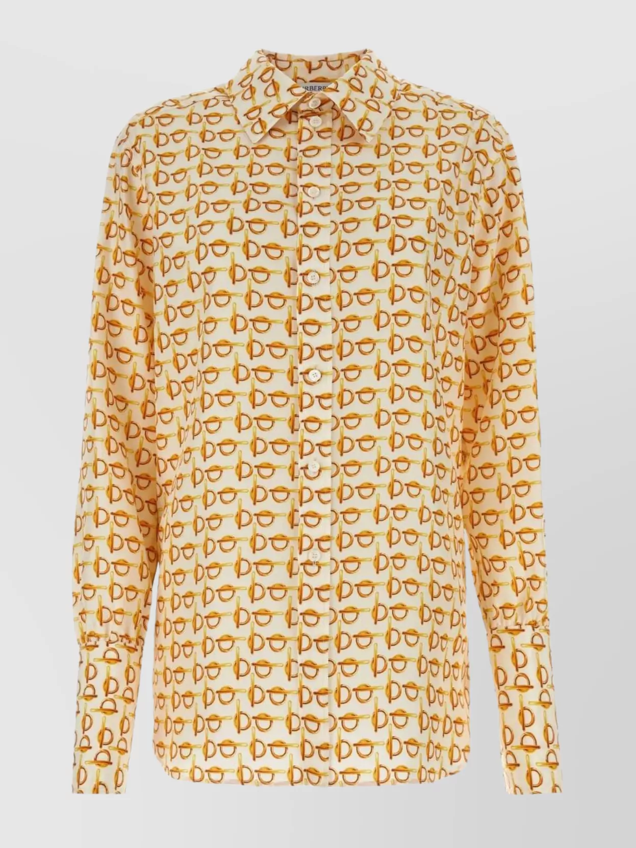 Burberry Silk B Shirt All-over Print In Yellow
