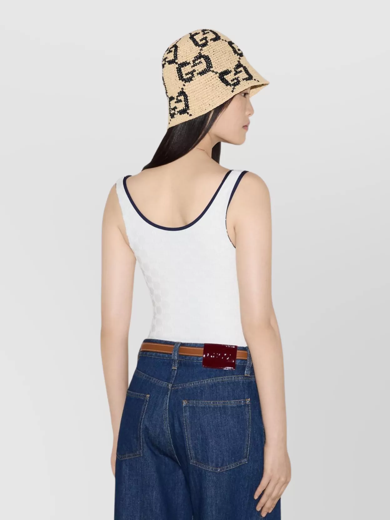 Gucci Terry Swimsuit High Leg Scoop Neck