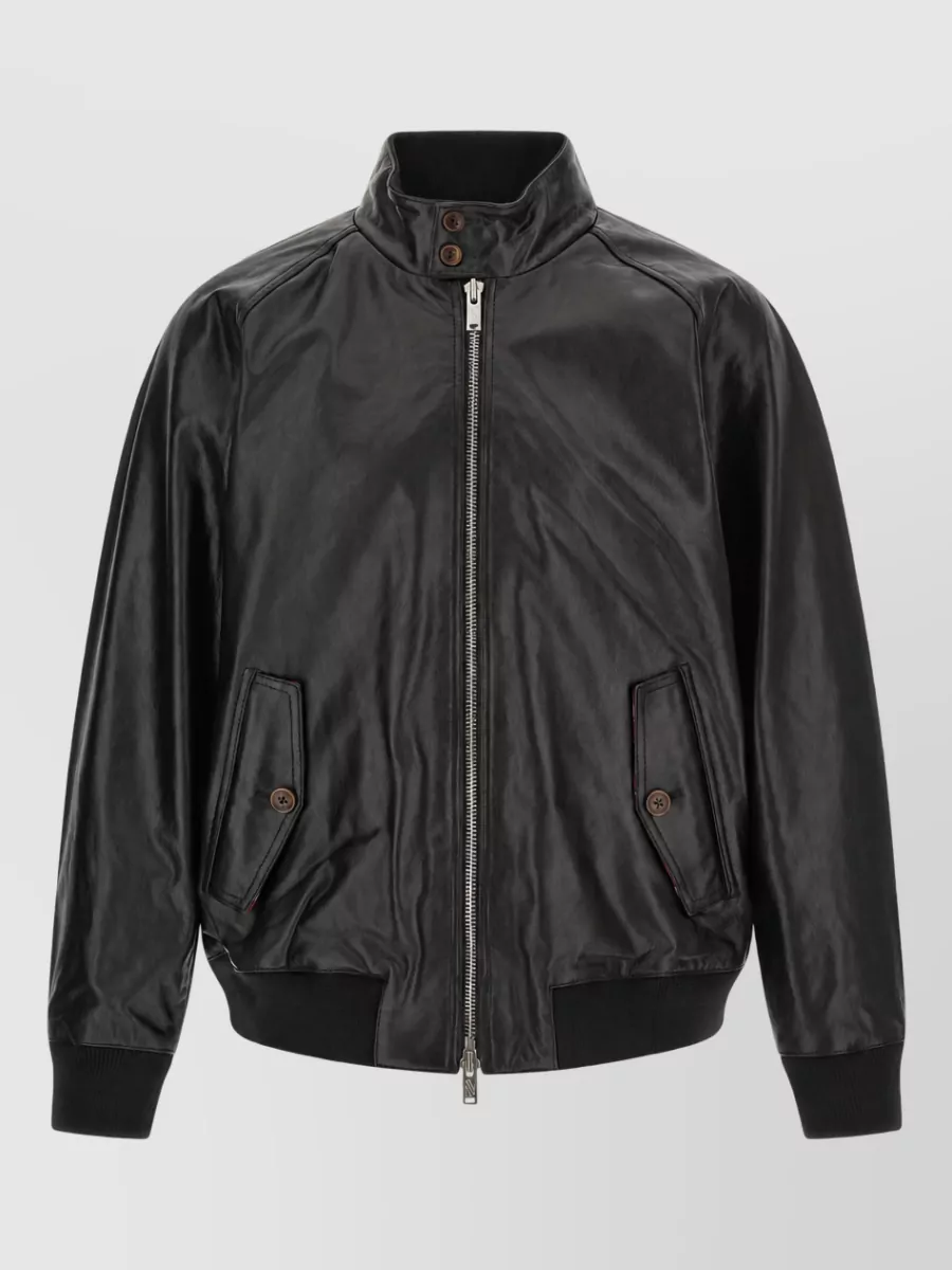 Baracuta leather harrington jacket