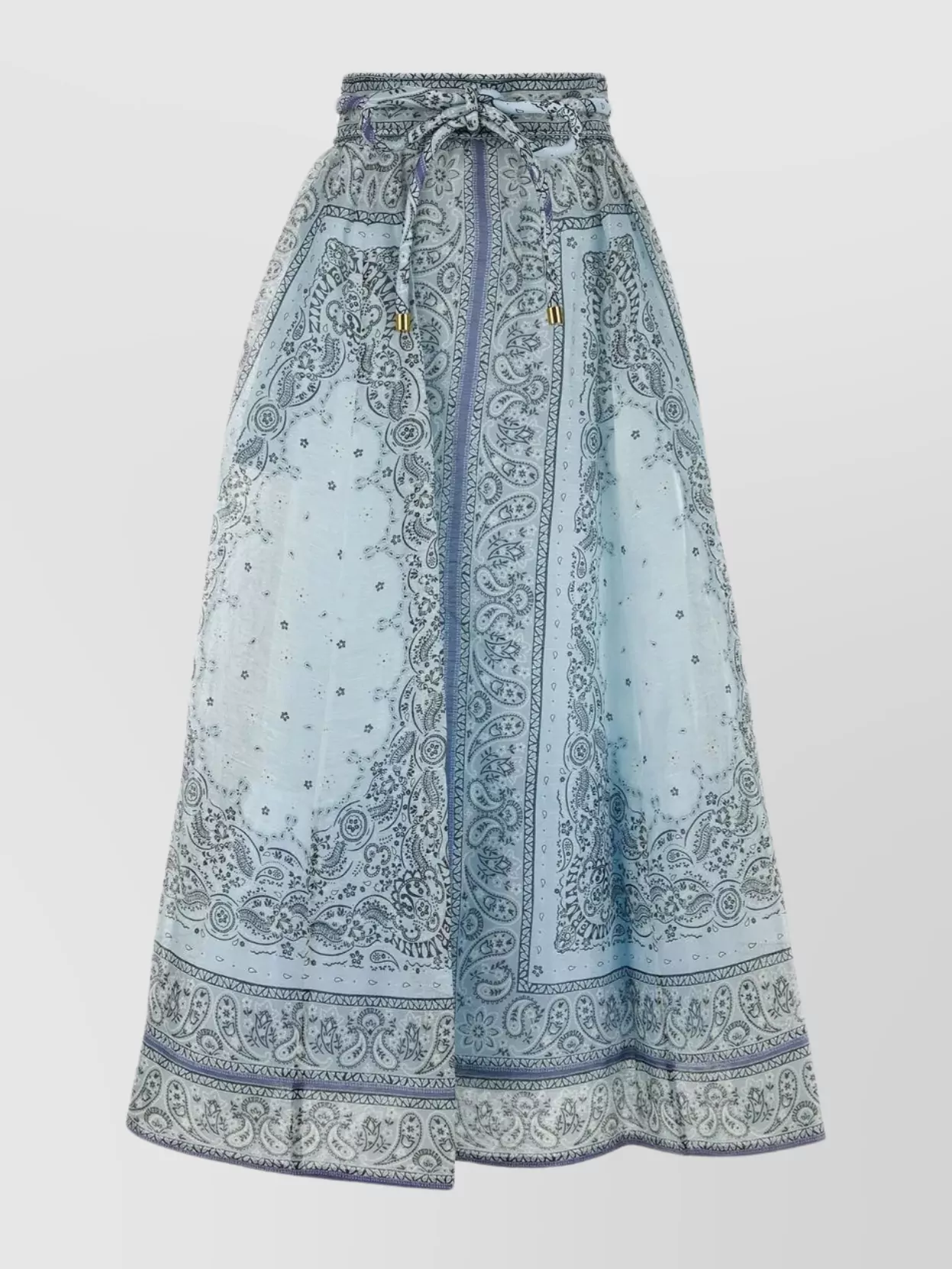 Shop Zimmermann Linen Blend Flared Skirt With Unique Print In Pastel
