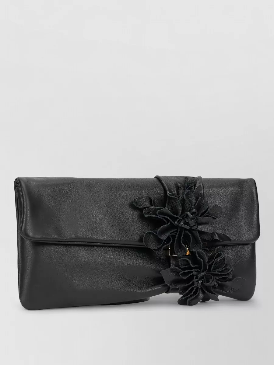 Jimmy Choo leather floral-detail clutch bag