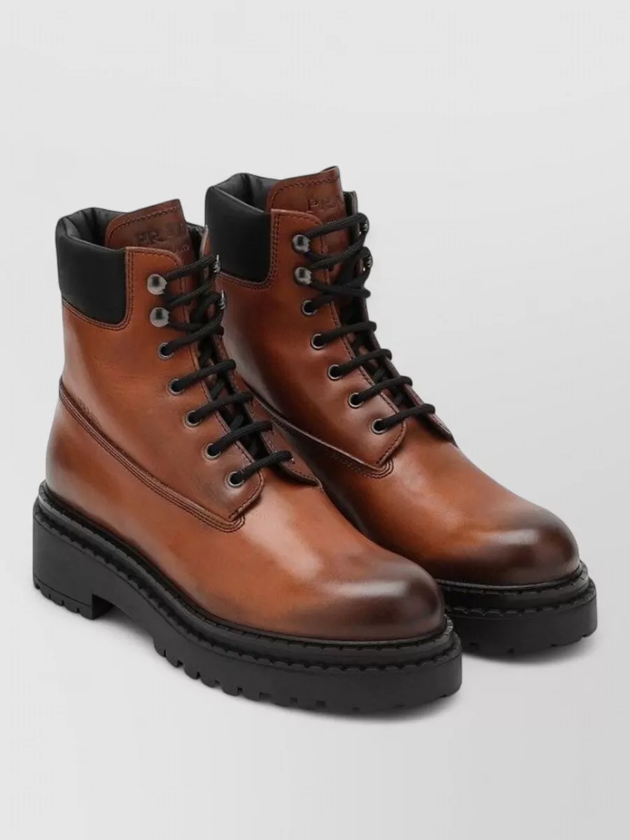 Prada Leather lace-up ankle boots