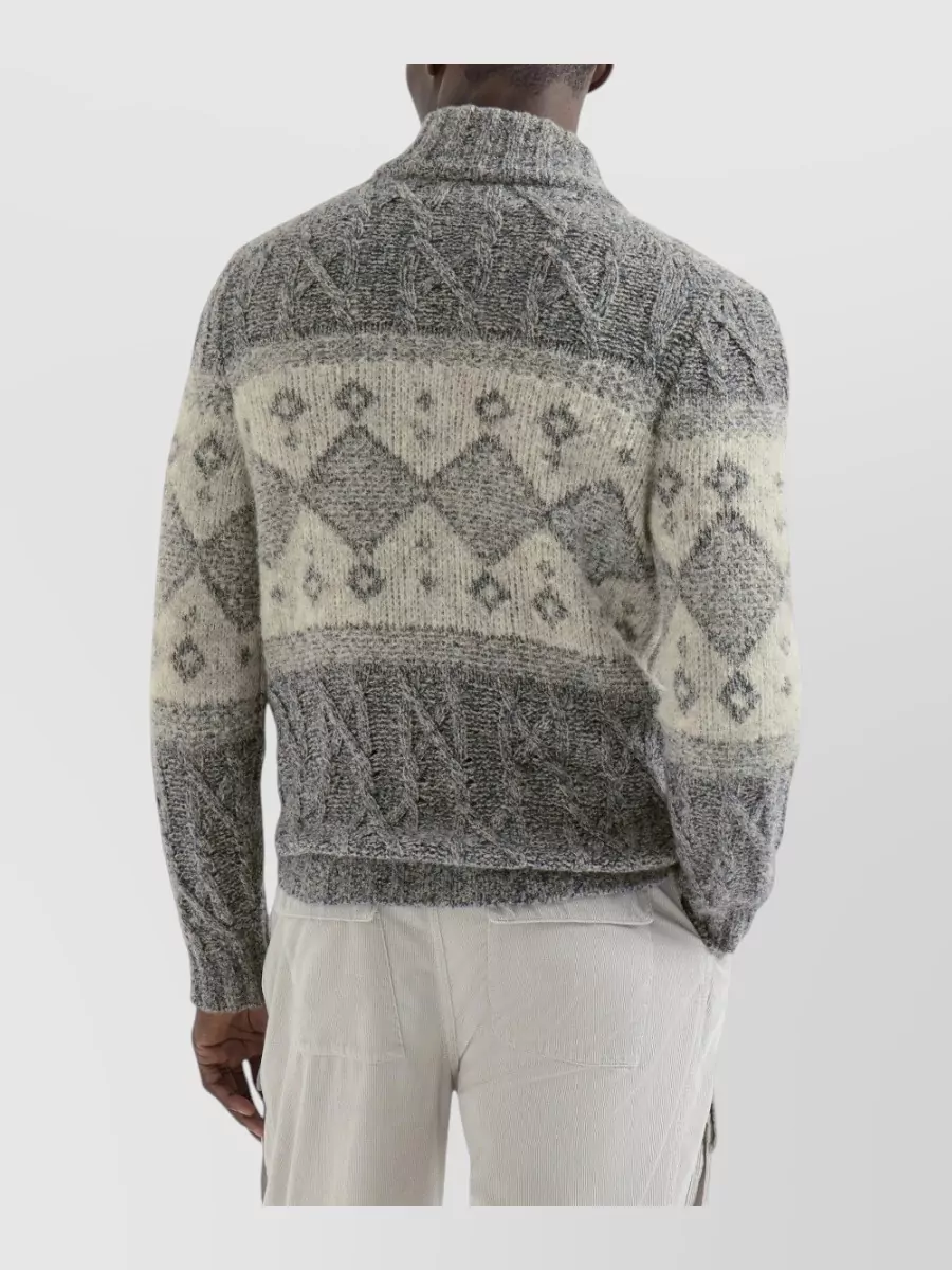 Brunello Cucinelli Cashmere-Silk Virgin Wool Cable-Knit Zip Cardigan