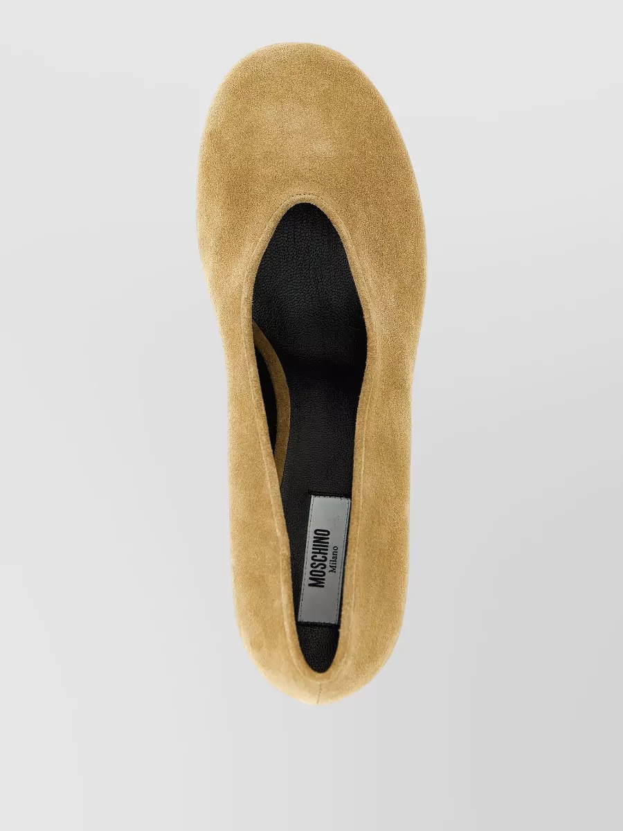 Moschino Duck Pumps Curved Heel Suede Finish