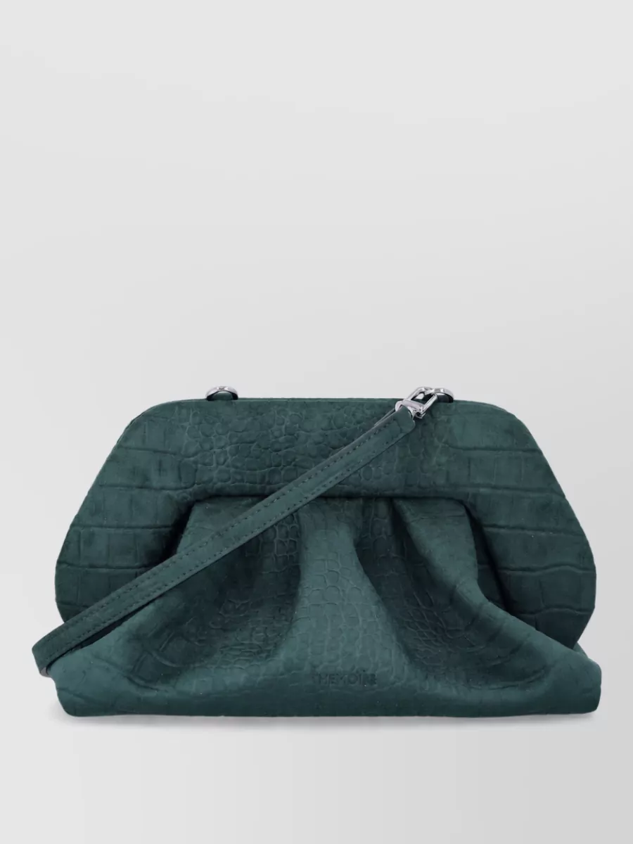 Themoiré bios medium suede-effect crocodile-embossed clutch bag