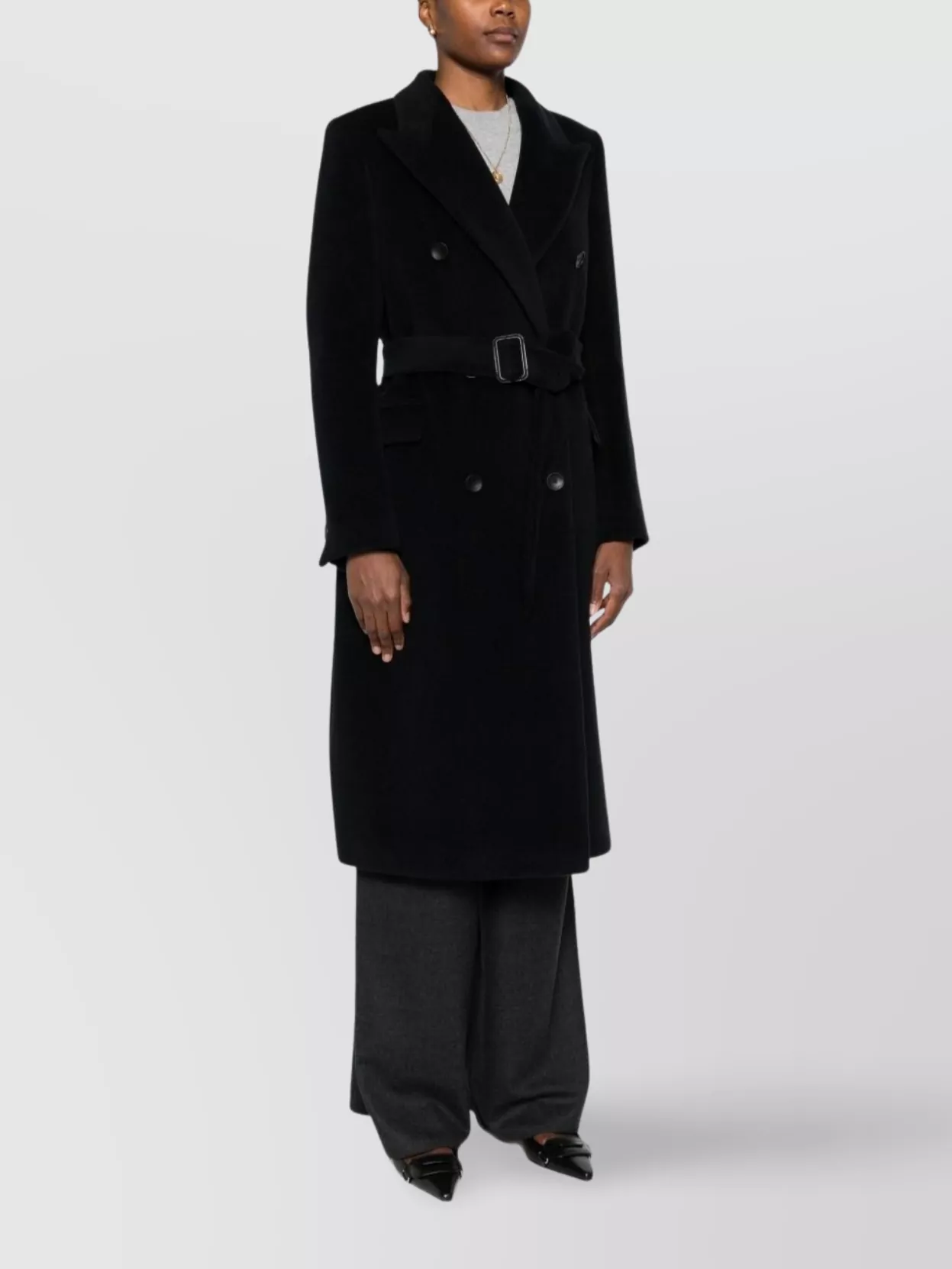 Tagliatore Long Belted Double-Breasted Wool Coat