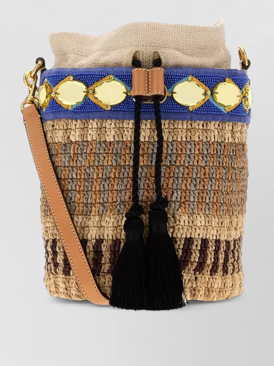 Valentino Garavani vlogo signature mini raffia bucket bag