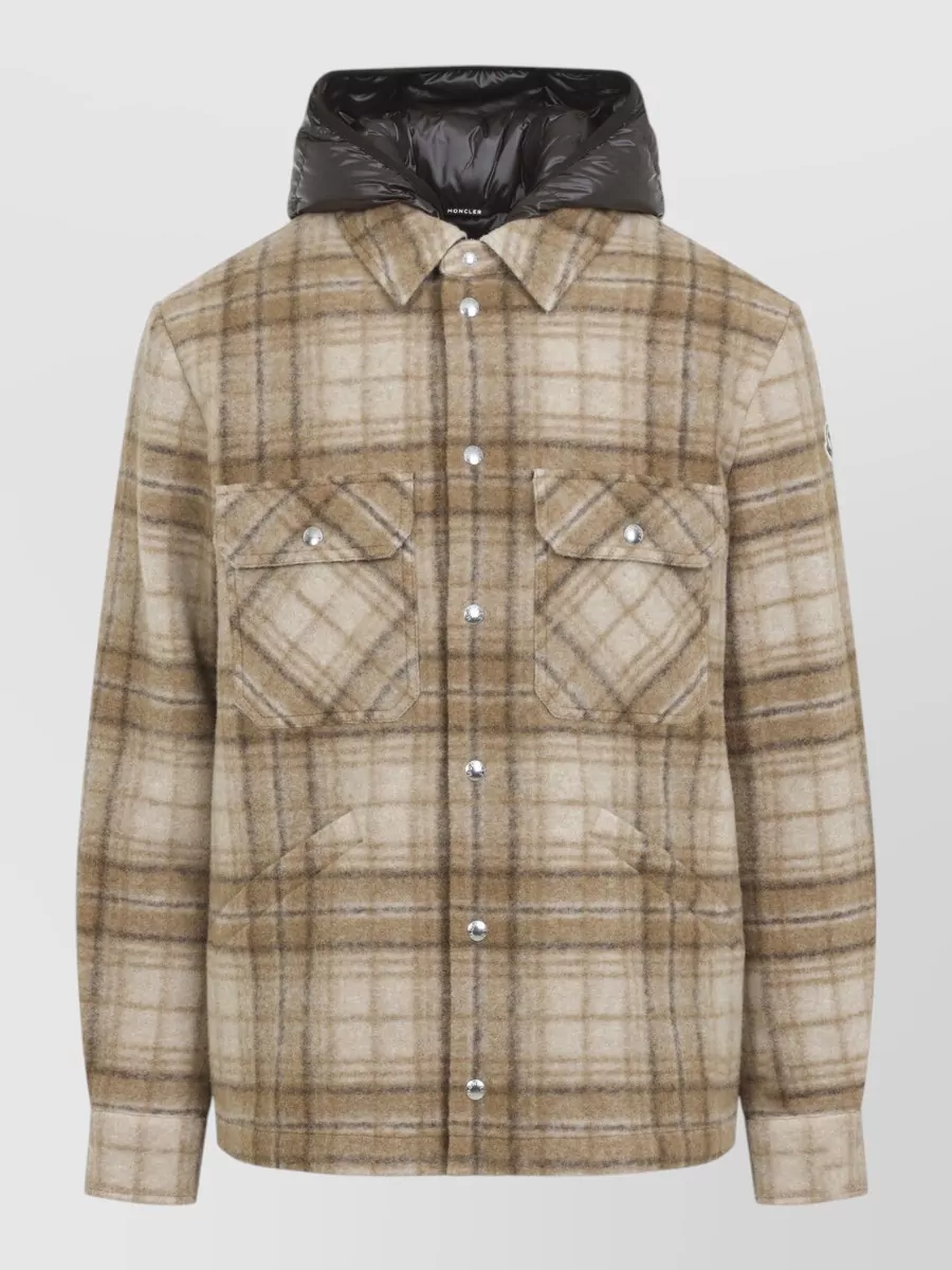 Moncler down checked shirt jacket