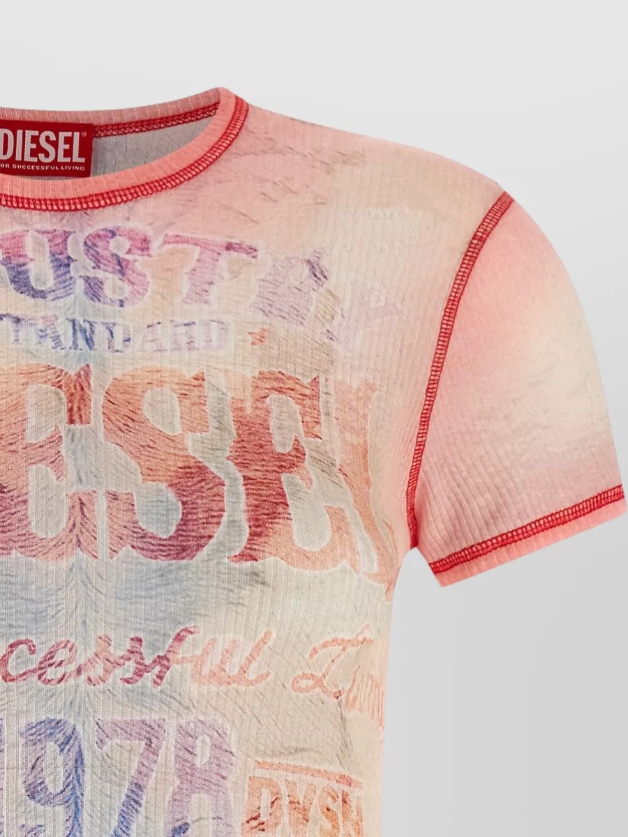 Diesel Ribbed Printed Cotton T-Shirt