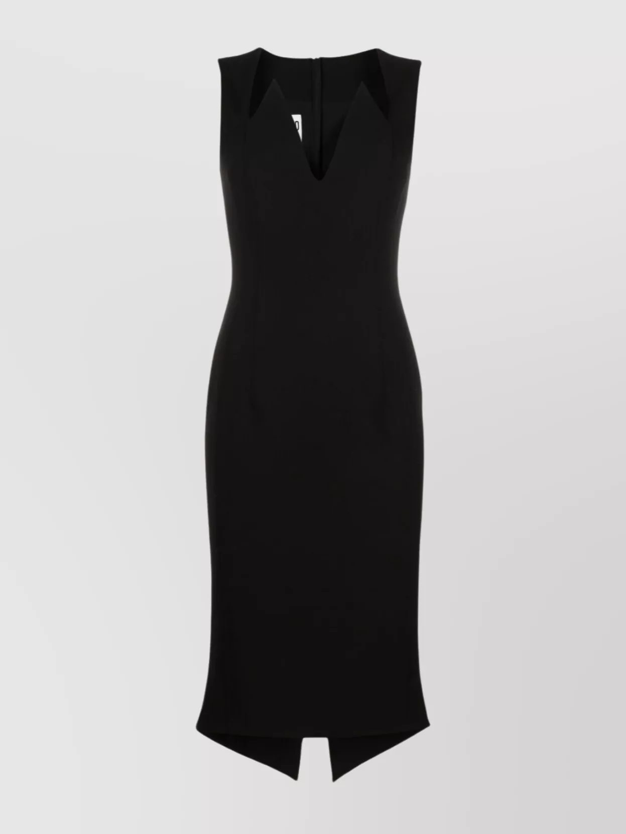 Shop Moschino Fitted Waist V-neck Midi Dress In Black