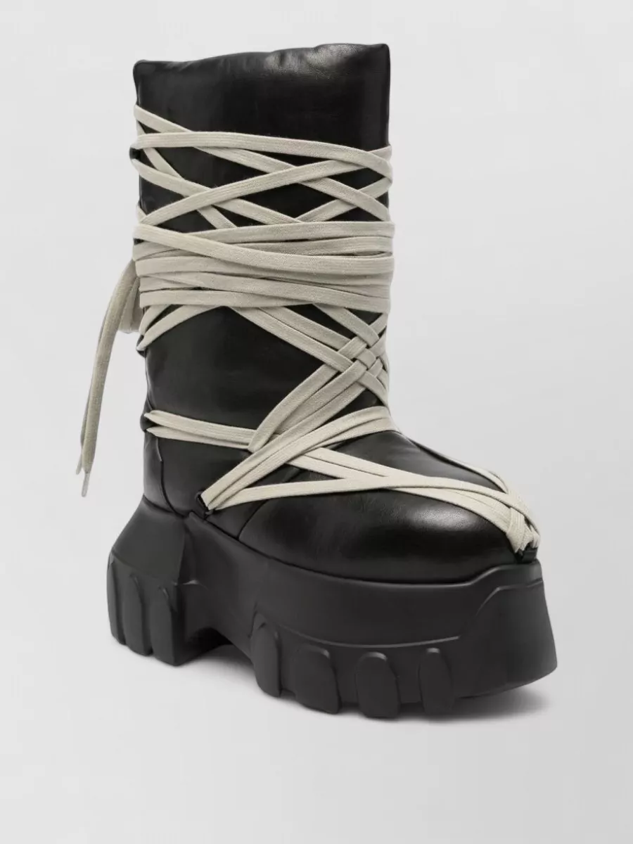Rick Owens calf leather padded knee-high boots