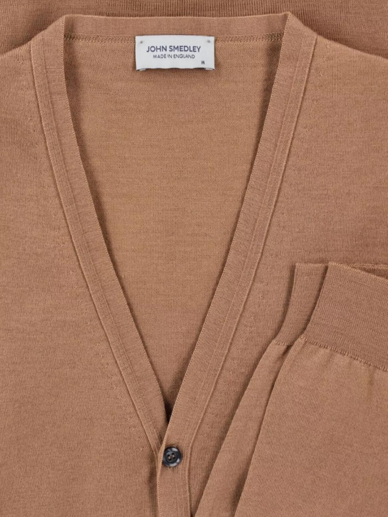 John Smedley V-Neck Long Sleeve Ribbed Knit Sweater