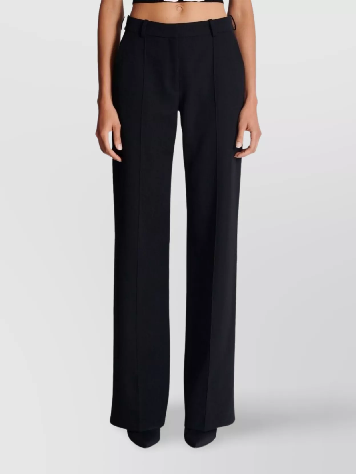Balmain Wool Trousers With Front Pleats And Wide Leg