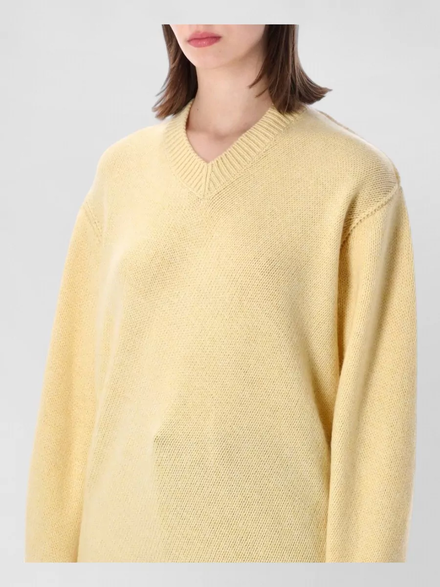 Bottega Veneta Cashmere Diagonal-Knit Oversized V-Neck Sweater