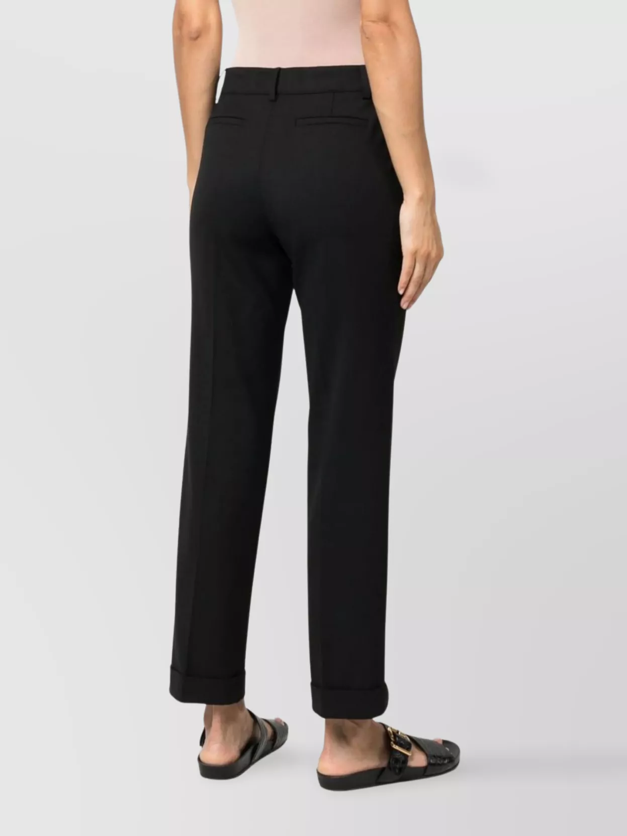 P.a.r.o.s.h . Mid-rise Tailored Straight Trousers In Black