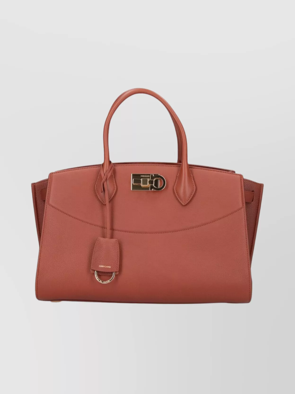 Ferragamo Structured Shoulder Bag Detachable Strap In Brown
