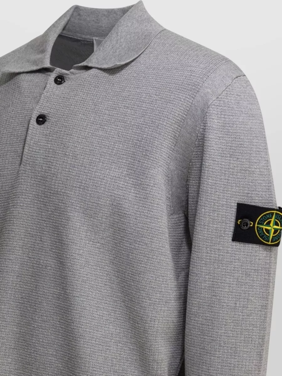 Stone Island Cotton Long-Sleeve Polo Shirt