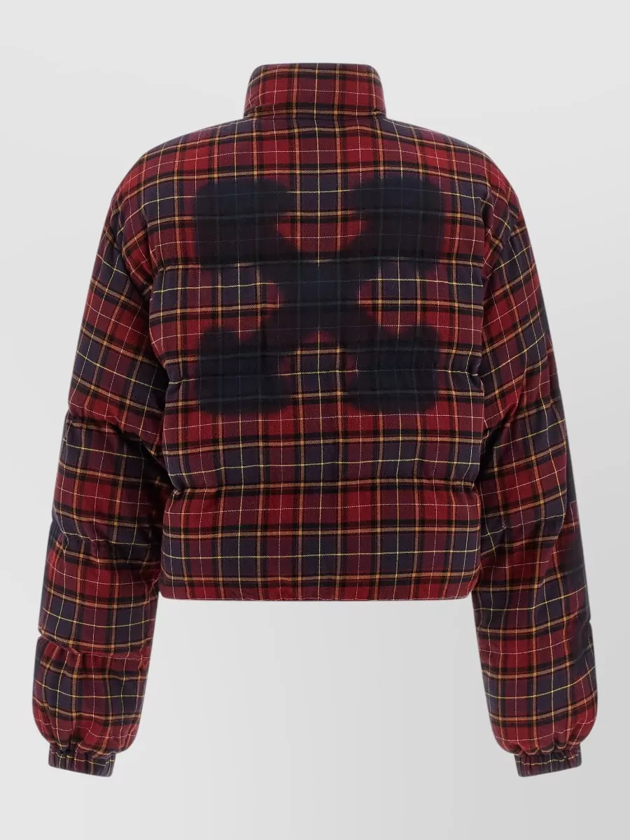 Off-White Check-Print Quilted Cropped Puffer Jacket